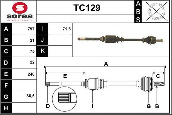 Sera TC129 - Arbre de transmission cwaw.fr