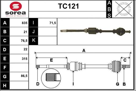 Sera TC121 - Arbre de transmission cwaw.fr