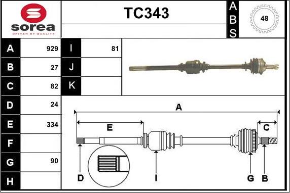 Sera TC343 - Arbre de transmission cwaw.fr