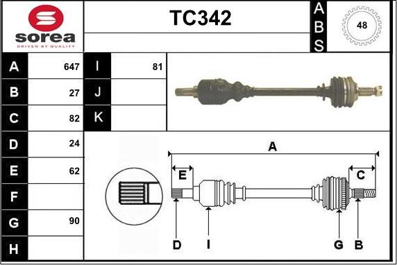 Sera TC342 - Arbre de transmission cwaw.fr