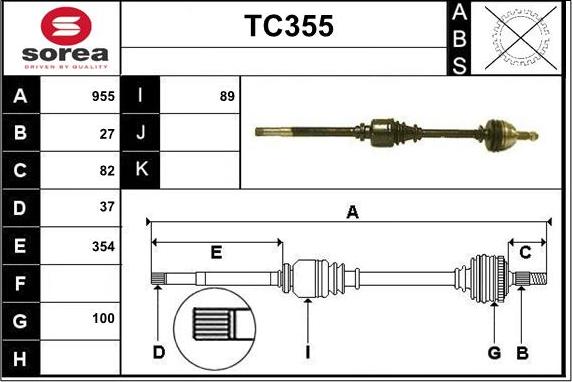 Sera TC355 - Arbre de transmission cwaw.fr