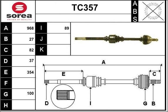 Sera TC357 - Arbre de transmission cwaw.fr