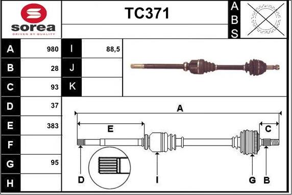 Sera TC371 - Arbre de transmission cwaw.fr