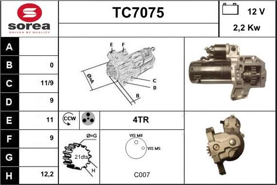 Sera TC7075 - Démarreur cwaw.fr