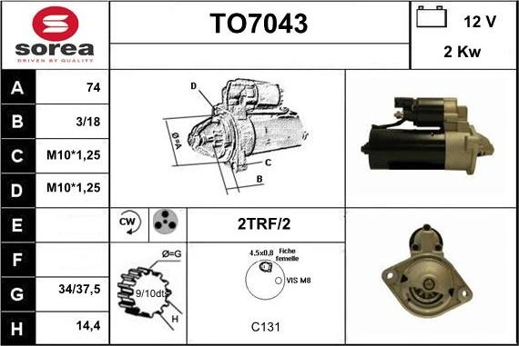 Sera TO7043 - Démarreur cwaw.fr