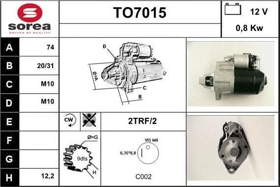 Sera TO7015 - Démarreur cwaw.fr