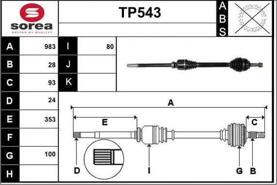 Sera TP543 - Arbre de transmission cwaw.fr