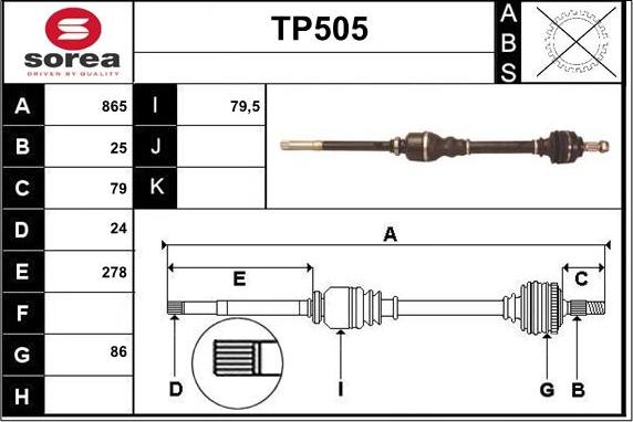 Sera TP505 - Arbre de transmission cwaw.fr