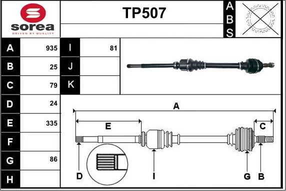 Sera TP507 - Arbre de transmission cwaw.fr