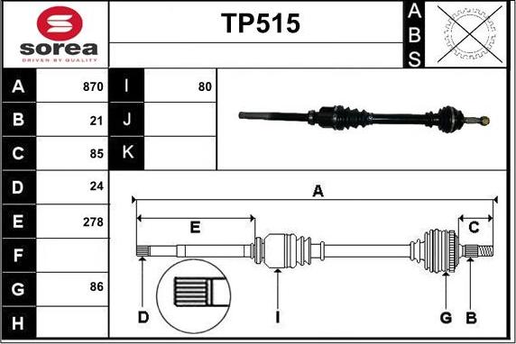 Sera TP515 - Arbre de transmission cwaw.fr