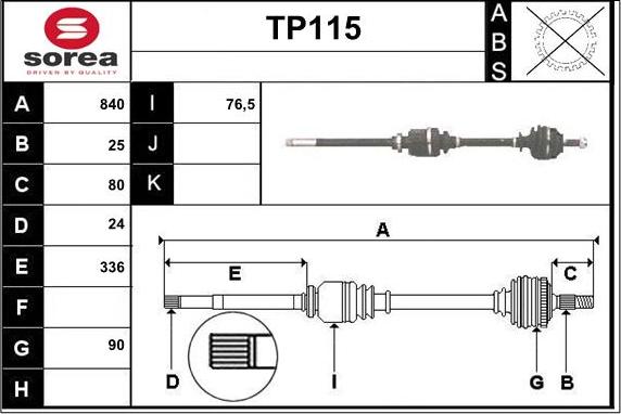 Sera TP115 - Arbre de transmission cwaw.fr