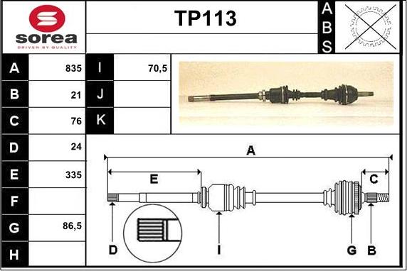 Sera TP113 - Arbre de transmission cwaw.fr