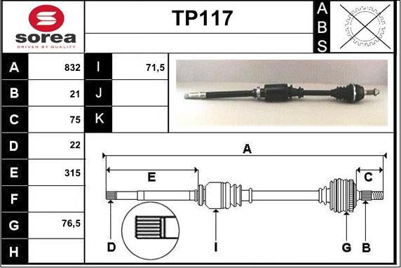 Sera TP117 - Arbre de transmission cwaw.fr