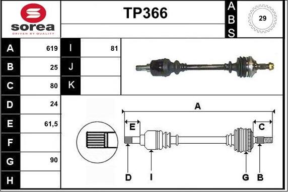 Sera TP366 - Arbre de transmission cwaw.fr