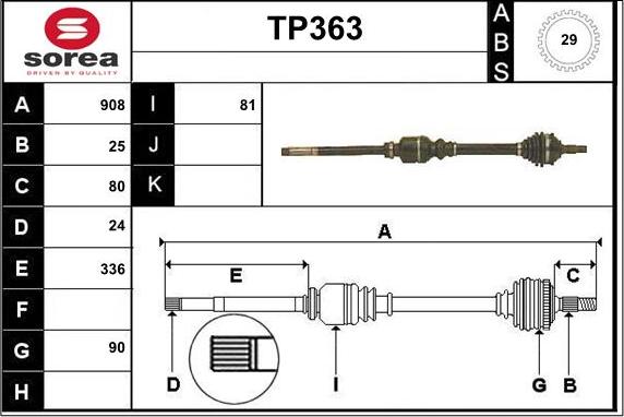 Sera TP363 - Arbre de transmission cwaw.fr