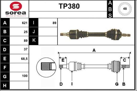 Sera TP380 - Arbre de transmission cwaw.fr