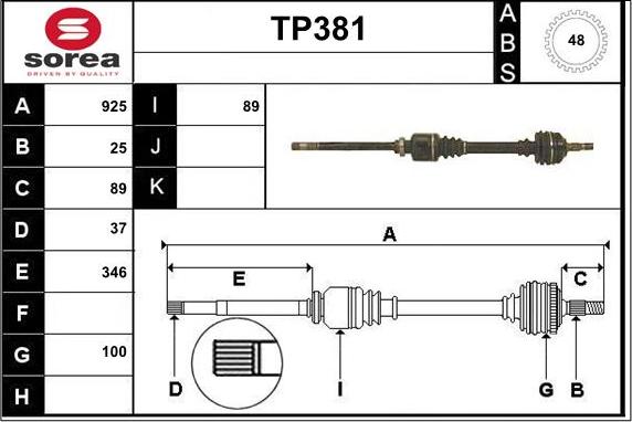 Sera TP381 - Arbre de transmission cwaw.fr