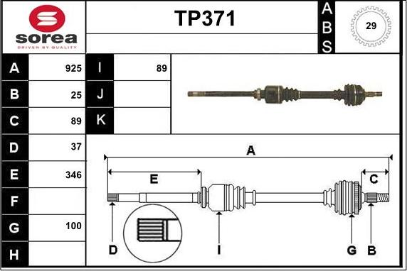 Sera TP371 - Arbre de transmission cwaw.fr