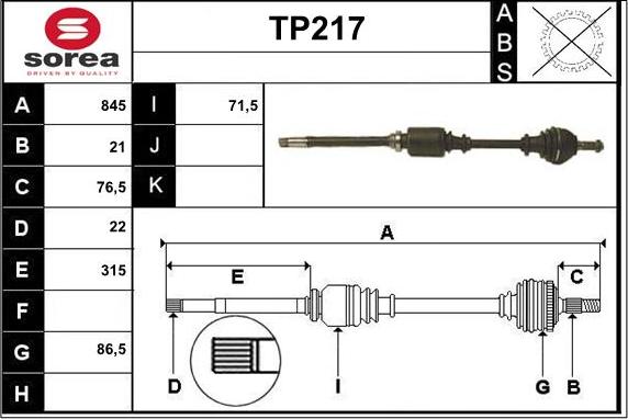 Sera TP217 - Arbre de transmission cwaw.fr