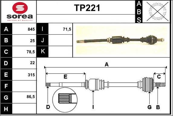 Sera TP221 - Arbre de transmission cwaw.fr