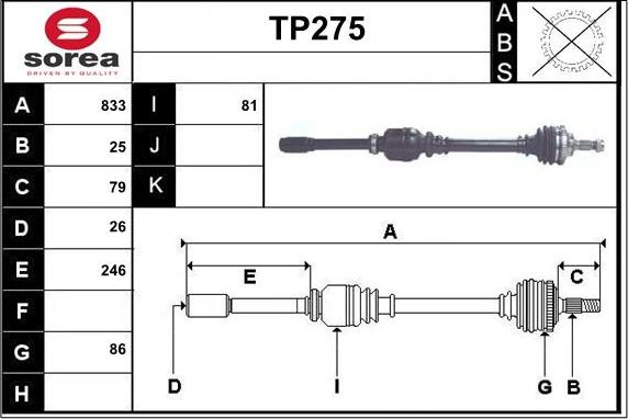 Sera TP275 - Arbre de transmission cwaw.fr