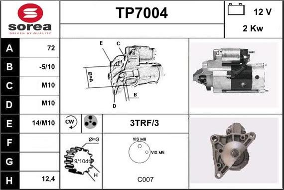 Sera TP7004 - Démarreur cwaw.fr