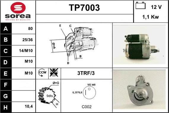 Sera TP7003 - Démarreur cwaw.fr