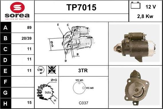 Sera TP7015 - Démarreur cwaw.fr