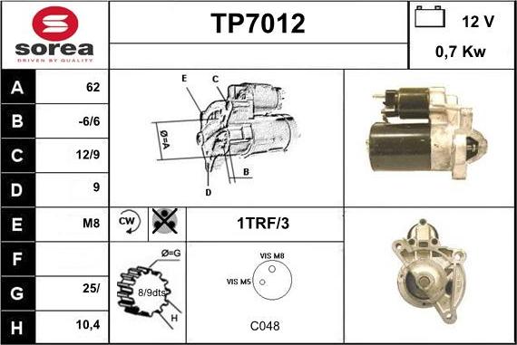 Sera TP7012 - Démarreur cwaw.fr