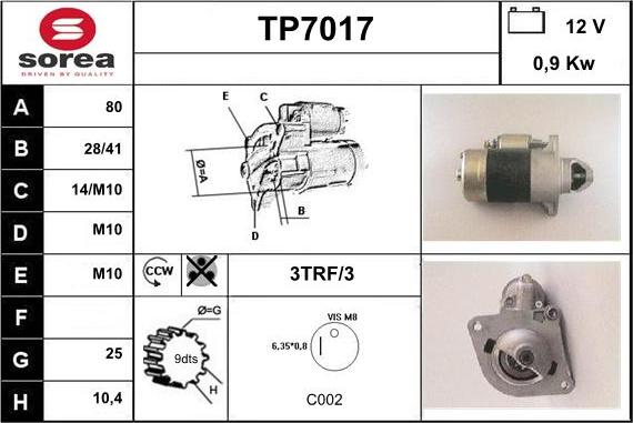 Sera TP7017 - Démarreur cwaw.fr