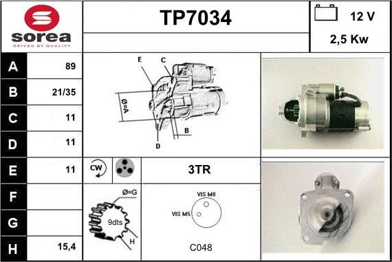 Sera TP7034 - Démarreur cwaw.fr