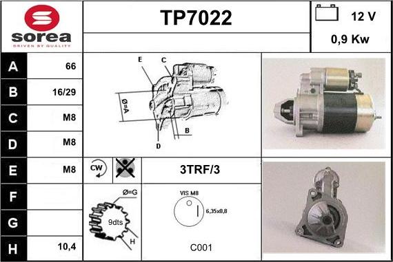 Sera TP7022 - Démarreur cwaw.fr