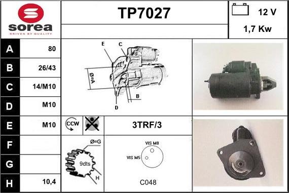 Sera TP7027 - Démarreur cwaw.fr