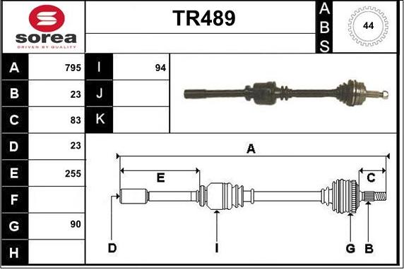 Sera TR489 - Arbre de transmission cwaw.fr