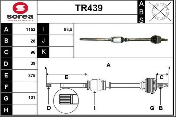 Sera TR439 - Arbre de transmission cwaw.fr