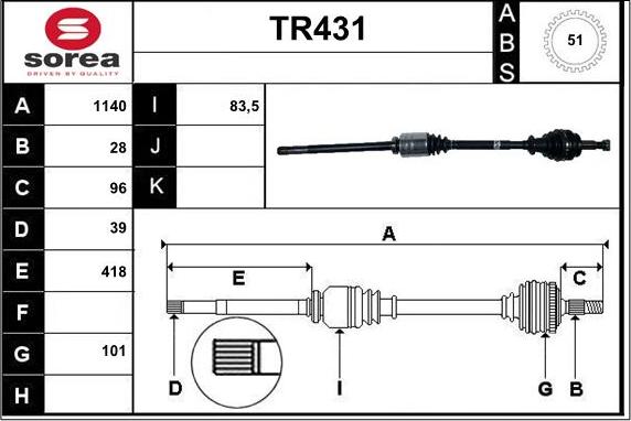 Sera TR431 - Arbre de transmission cwaw.fr