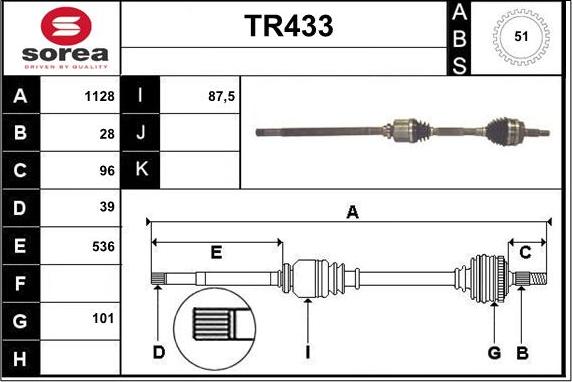 Sera TR433 - Arbre de transmission cwaw.fr