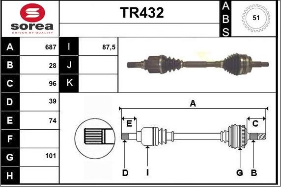 Sera TR432 - Arbre de transmission cwaw.fr