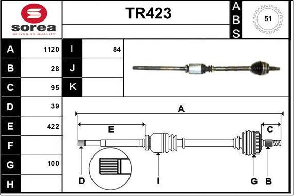 Sera TR423 - Arbre de transmission cwaw.fr