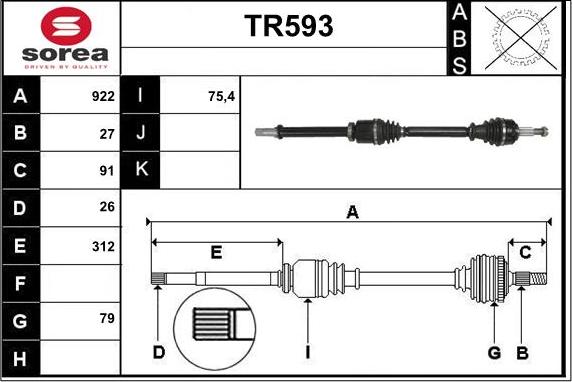 Sera TR593 - Arbre de transmission cwaw.fr