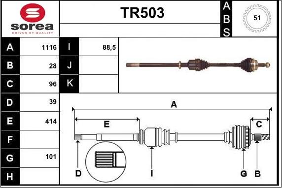 Sera TR503 - Arbre de transmission cwaw.fr