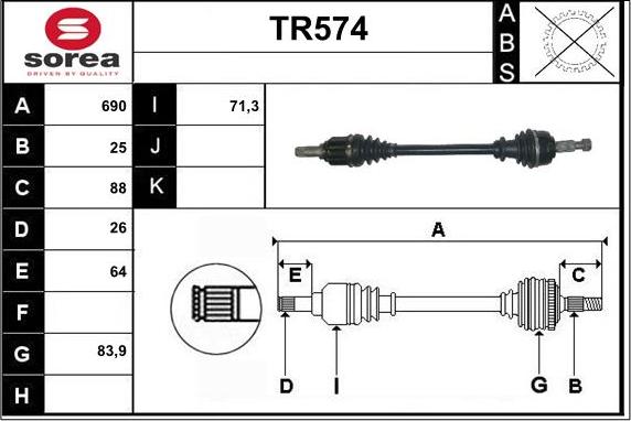 Sera TR574 - Arbre de transmission cwaw.fr