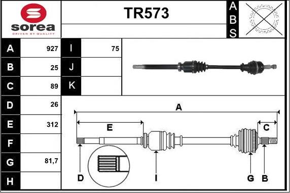 Sera TR573 - Arbre de transmission cwaw.fr