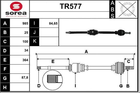 Sera TR577 - Arbre de transmission cwaw.fr