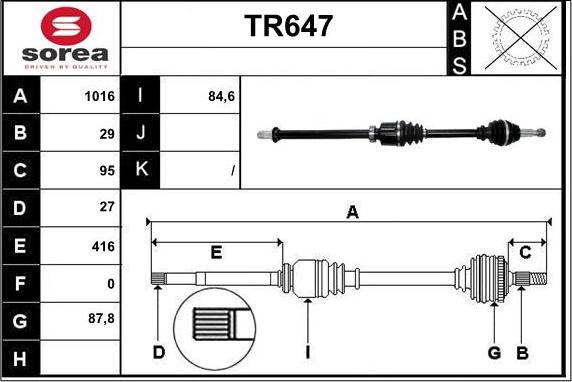 Sera TR647 - Arbre de transmission cwaw.fr