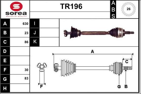 Sera TR196 - Arbre de transmission cwaw.fr