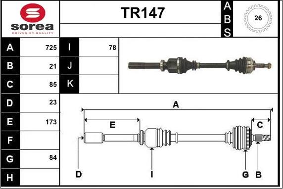 Sera TR147 - Arbre de transmission cwaw.fr