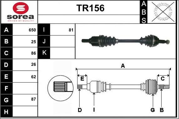 Sera TR156 - Arbre de transmission cwaw.fr