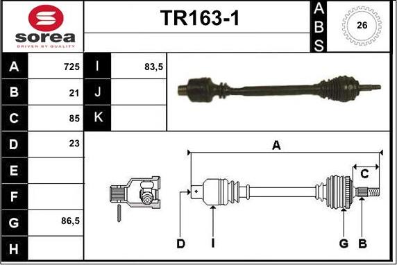 Sera TR163-1 - Arbre de transmission cwaw.fr