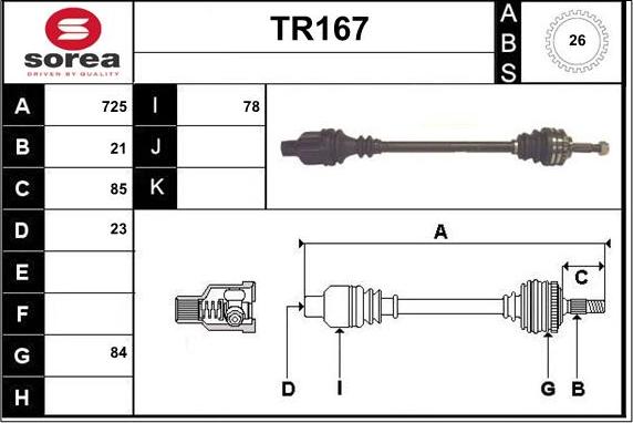 Sera TR167 - Arbre de transmission cwaw.fr